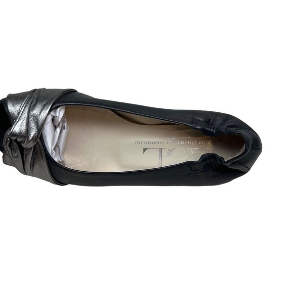 AGL Attilio Giusti Leombruni Flats Low Wedge Peep Toe Black Leather Women Sz 6‎ - Picture 6 of 8